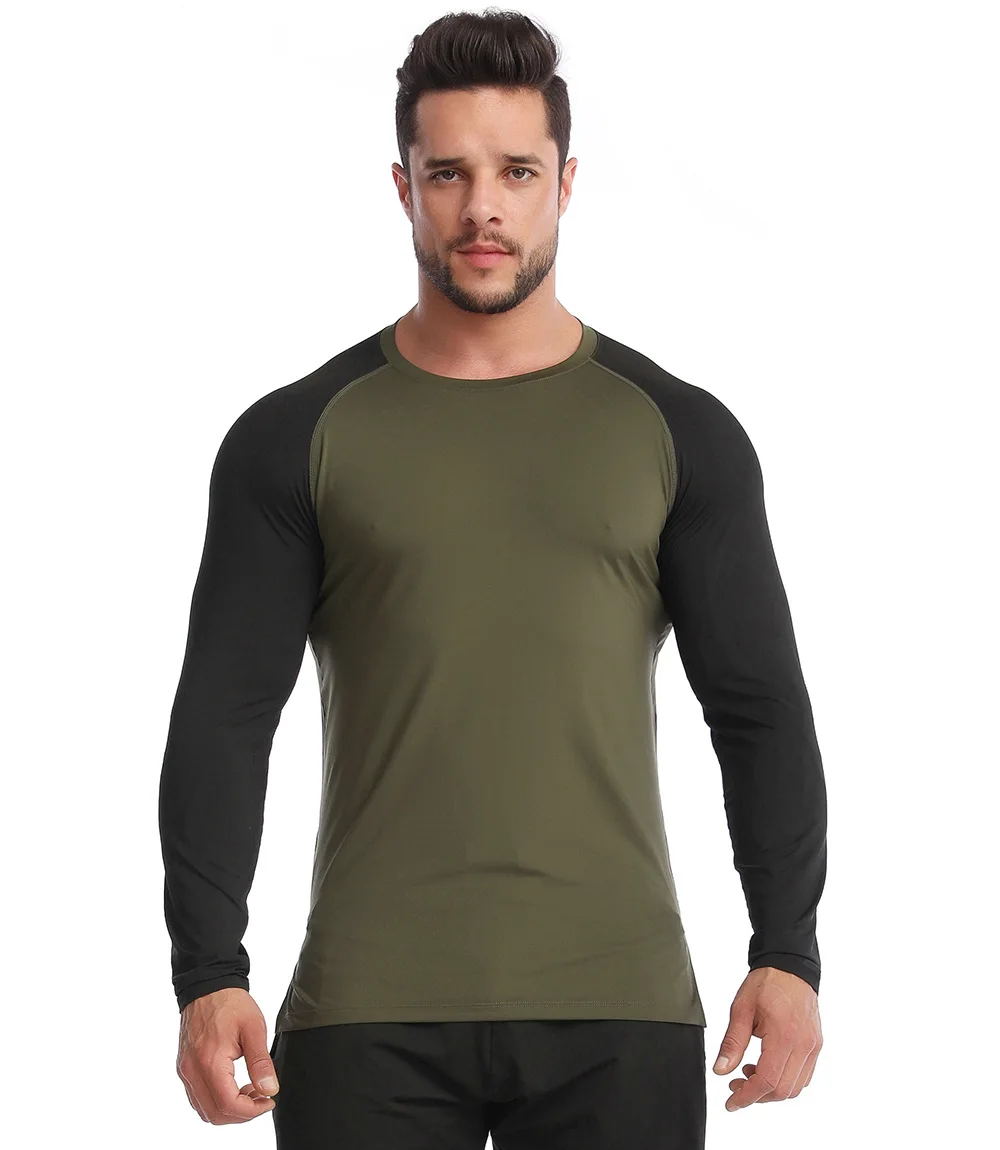 

Quick Dry Long Sleeve T Shirts for Men, Panelled Color Block Active Shirts