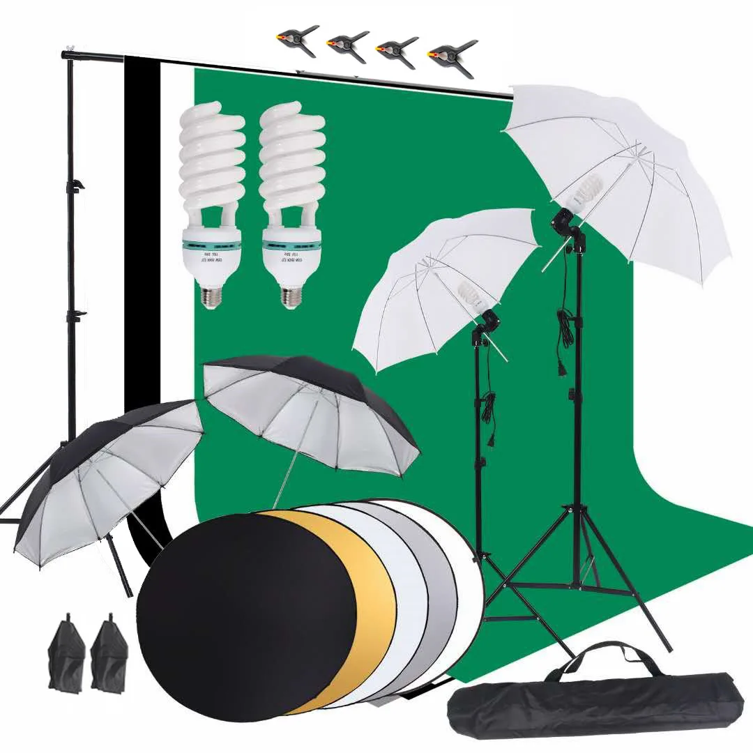 

Censreal Softbox 135W Photography Lighting Kit Studio Shooting Set Umbrella Softbox Light Kit With Backdrop Stand