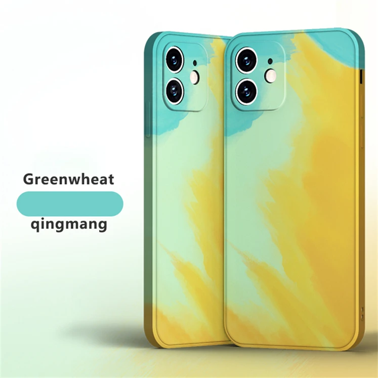 

Luxury Silicone Watercolor Painted Phone Case For iPhone 12 11 Pro Max X Xr Xs Max 8 7 6 Candy Square Cover