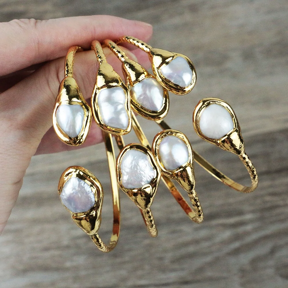

LS-J246 Wholesale pearl cuff with 24k real gold plated high quality