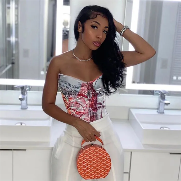 

Wholesale Ladies Money Printed Sexy Fashion Corsets Bustier Money Corset Top Women Sexy Bustiers, Customized color