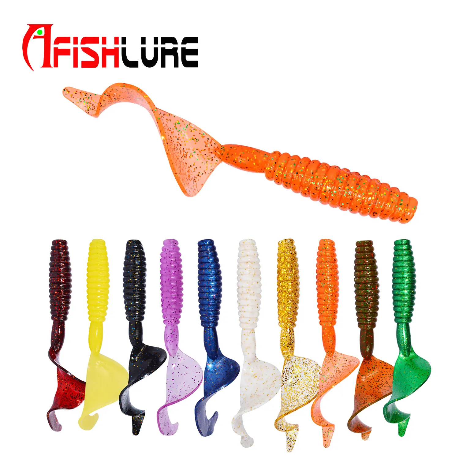 

Hot Sale Pesca Wholesale Curled coiled Tails Soft Lure 105mm 12g AR05 3pcs/bag Big Tail Soft Fishing Lure