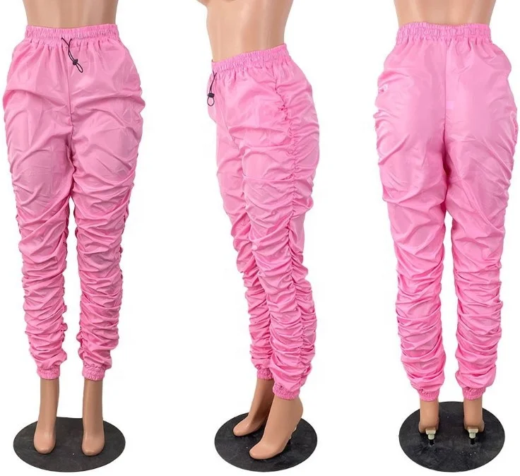 

stacked sweatpants women ruched pants Loose plain Stacked Pants Joggers drape ladies women's trousers stacked leggings set, As pictures