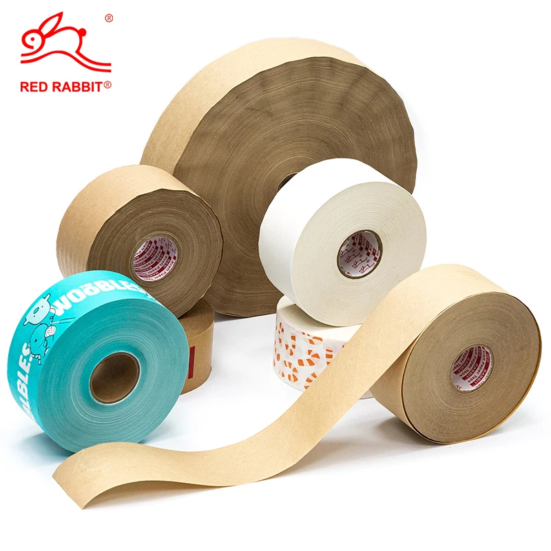 Factory Custom Eco Friendly Biodegradable Print LOGO Reinforced Water Activated Kraft Paper Tape