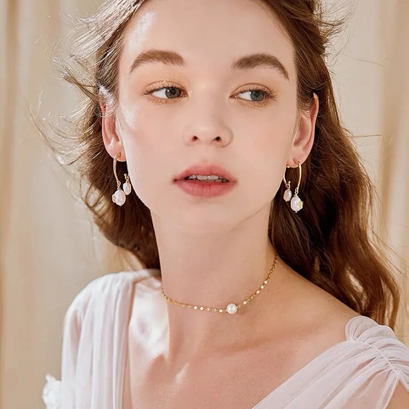 

cheap wholesale Korean earrings jewelry 925 Gold Plated Fashion trendy women pearl earrings 2021