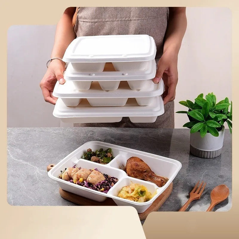 

Wholesale 3 Compartment Disposable Sugarcane Bagasse Biodegradable Take Out Lunch Food Container