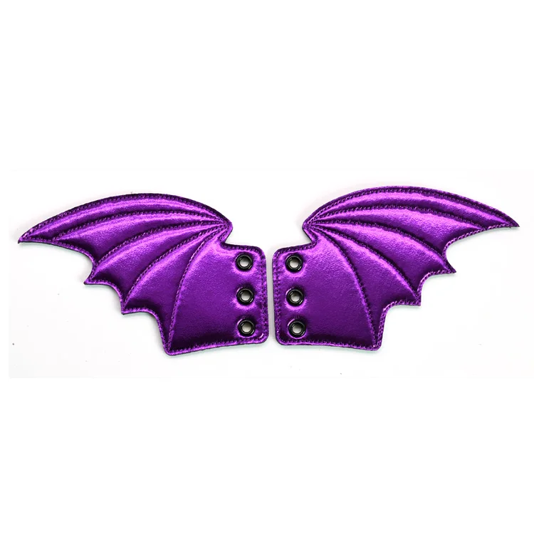 

New model shoes accessories fabric bat wings for shoe decoration, Red black purple silver