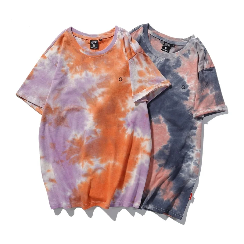 

Summer new tide of the street gradient tie-dye short-sleeved T-shirt male hip-hop lovers half-sleeved loose casual wild T-shirt