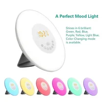 

FM radio table alarm clock Touch sensing 7 color LED usb charge digital Sunrise wake up light with colorful light snooze mode