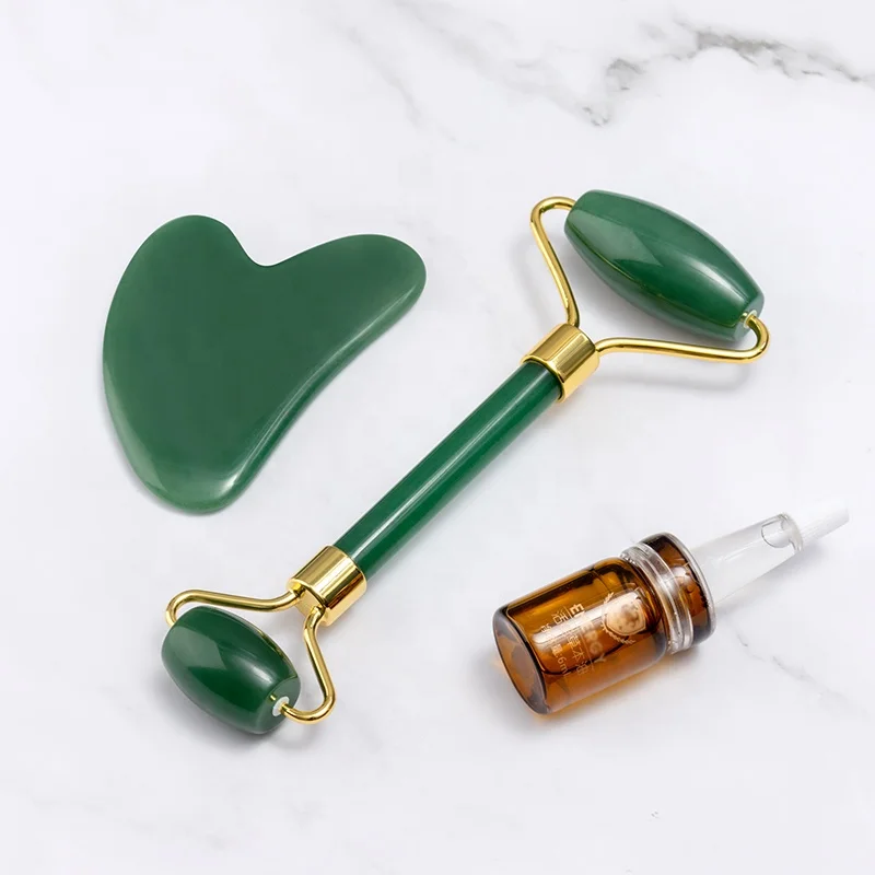 

Wholesale Factory 100% Real Natural Facial Massage Face Lift Tool Noiseless Portable Body Forehead Nose Jade Roller Gua Sha Set, Green/pink/black/purple/white