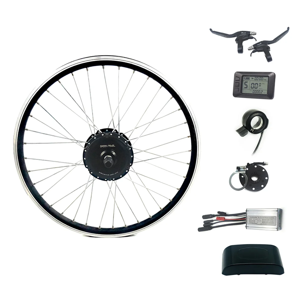 

Greenpedel ebike 36v 250w 26 inch front wheel electric bicycle direct hub motor conversion kit china