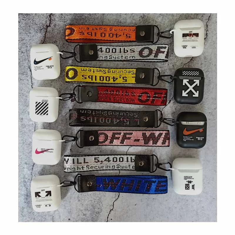 
Soft Silicone Case For apple Airpods 1 & 2 With Lanyard Protective Cover Earphone Case Keychain 