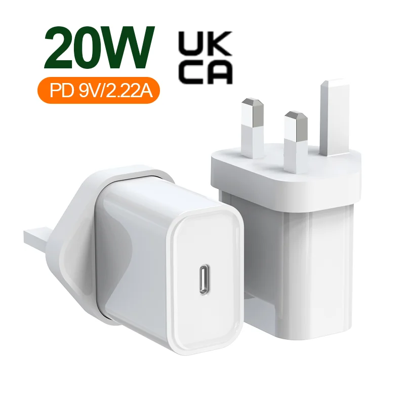 

United Kingdom 20W UKCA Quick Charge 3.0 Fast Charger UK Plug Port Usb c Wall Charger for iPhone UK Plug PD USB C Travel Charger