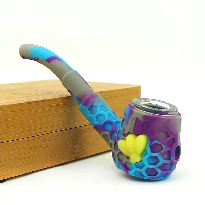 

New Design Silicone Smoking oil Pipe Bee Pipes Smoking Silicone tobacco pipe, Mix colors