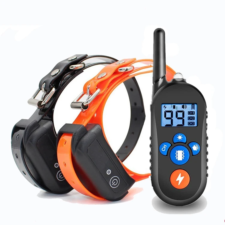 

New Style Private Mode Remote Control Waterproof Electric Vibration Shock Pet Dog Training Collar, Black,orange