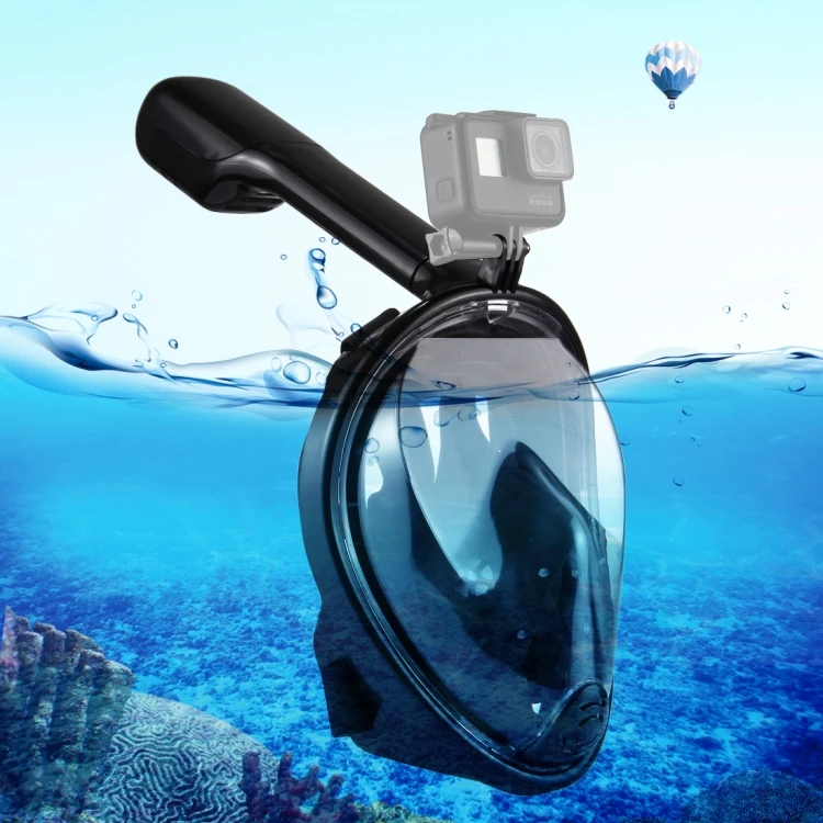 

PULUZ 260mm Tube Water Sports Diving Equipment Full Dry Snorkel Mask for GoPro HERO9 Session and Other Action Cameras, S M Size