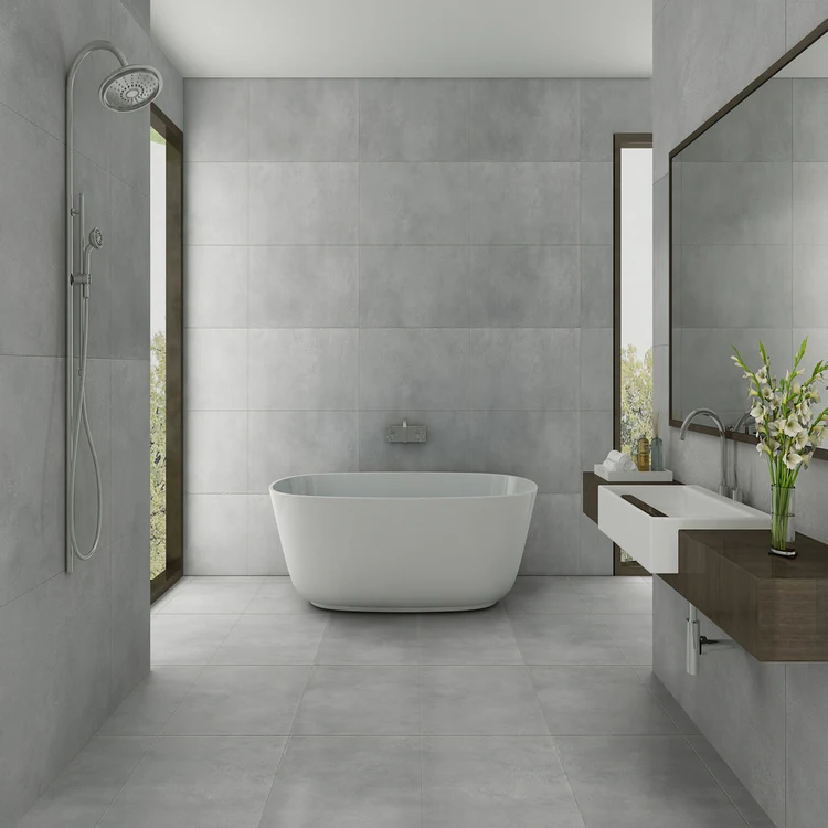 600x600 rustic gray glazed porcelain bathroom floor tiles