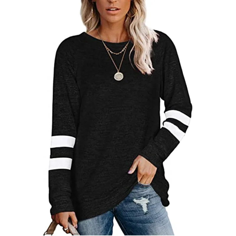 

Womens Crewneck Sweatshirts Color Block Long Sleeve Sweaters Tunic Tops