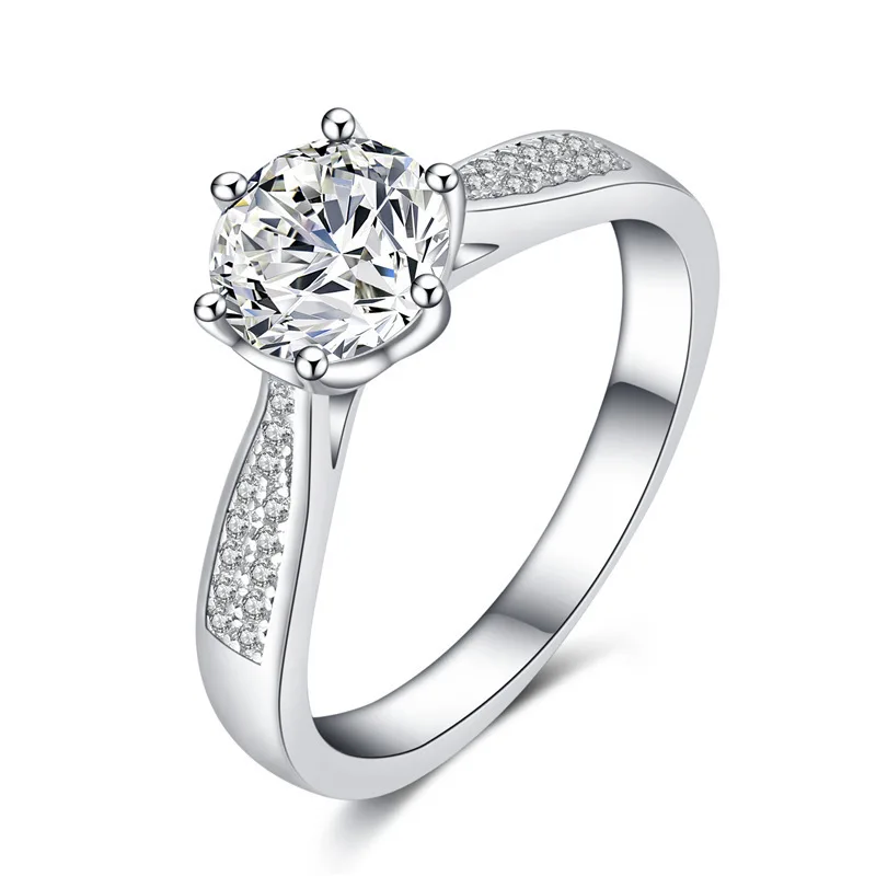 

Sterling silver set auger for wedding women six claw diamond ring