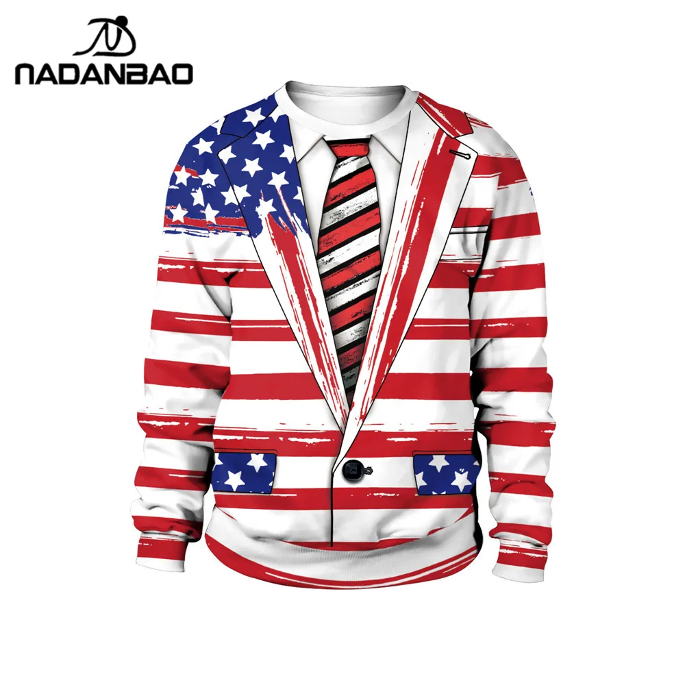 

NADANBAO Brand American Independence Day Sweatshirt Patriotic Flag Sweatshirt Crewneck Pullover Sweatshirt Unisex