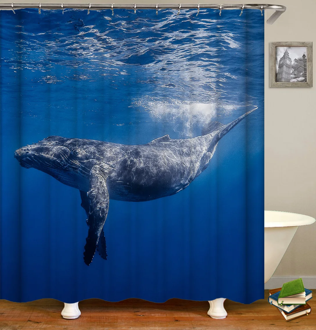 

Drop shipping, geometric waterproof and mildew proof bathroom shower curtain, Ocean World 3D shower curtain/, Customized color