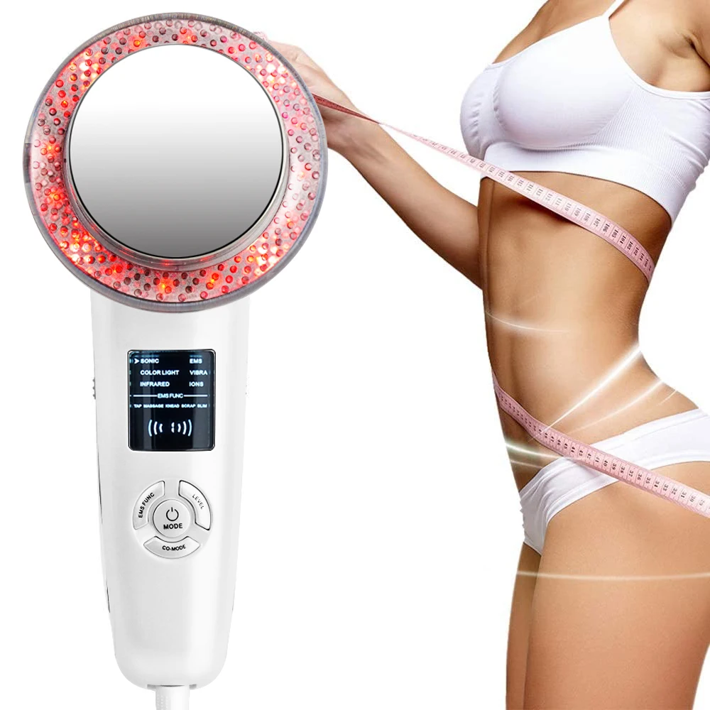 

Ultrasonic Handheld Home Use 6 in 1 Rf Ems Beauty Weight Loss Slimming Massage Fat Removal Instrument, White