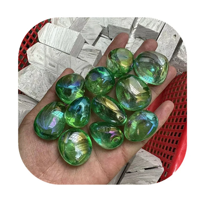 

New arrivals 20-30mm crystals healing gemstone natur angel green aura clear quartz crystal tumbled stones for sale