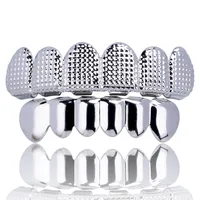 

HIP HOP Gold Teeth Grillz Top & Bottom 8 Teeth Grills Dental Cosplay Vampire Tooth Caps Rapper Party Jewelry Gift