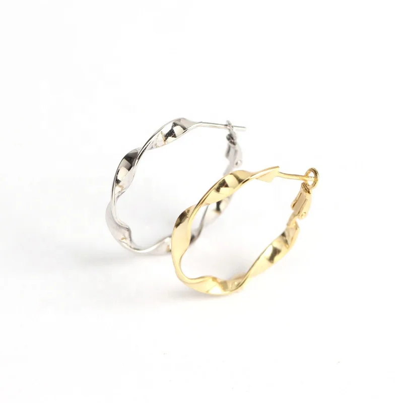 

925 Sterling Silver Jewelry Vintage Round Twisty Hoop Earrings For Women Statement Jewelry, Gold and silver