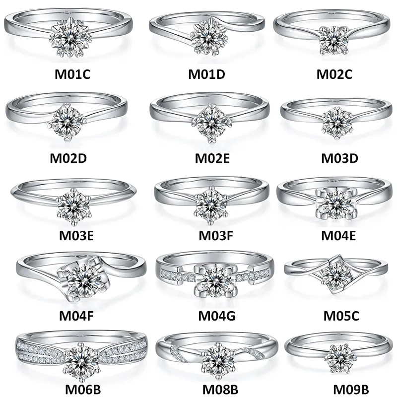 Wholesale Gemstone Rings Round Moissanite Petite Engagement Ring 925 Sterling Silver 0.5ct Moissanite Diamond Jewelry
