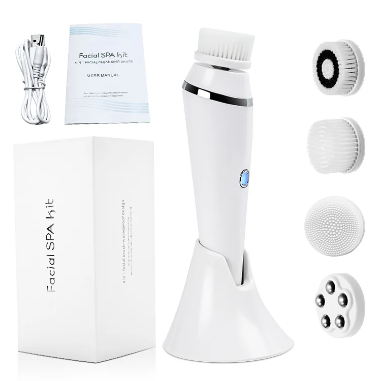 

Portable face cleansing brush cepillo facial cepillo limpiador facial cepillo limpieza facial cepillo de limpieza facial brush, White pink green