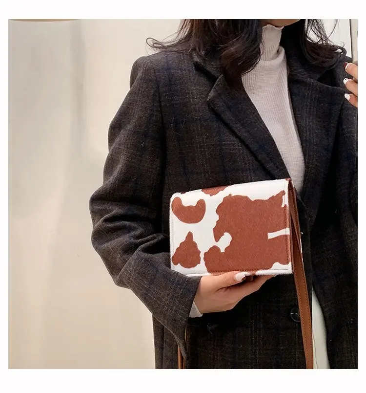 

Wholesale new style cow pattern ladies shoulder handbag luxury design messenger bag