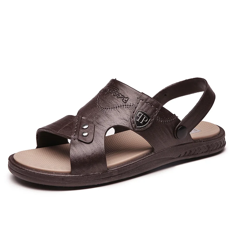 

Fashion custom casual slipper shoes black men's sandals, Brown, black