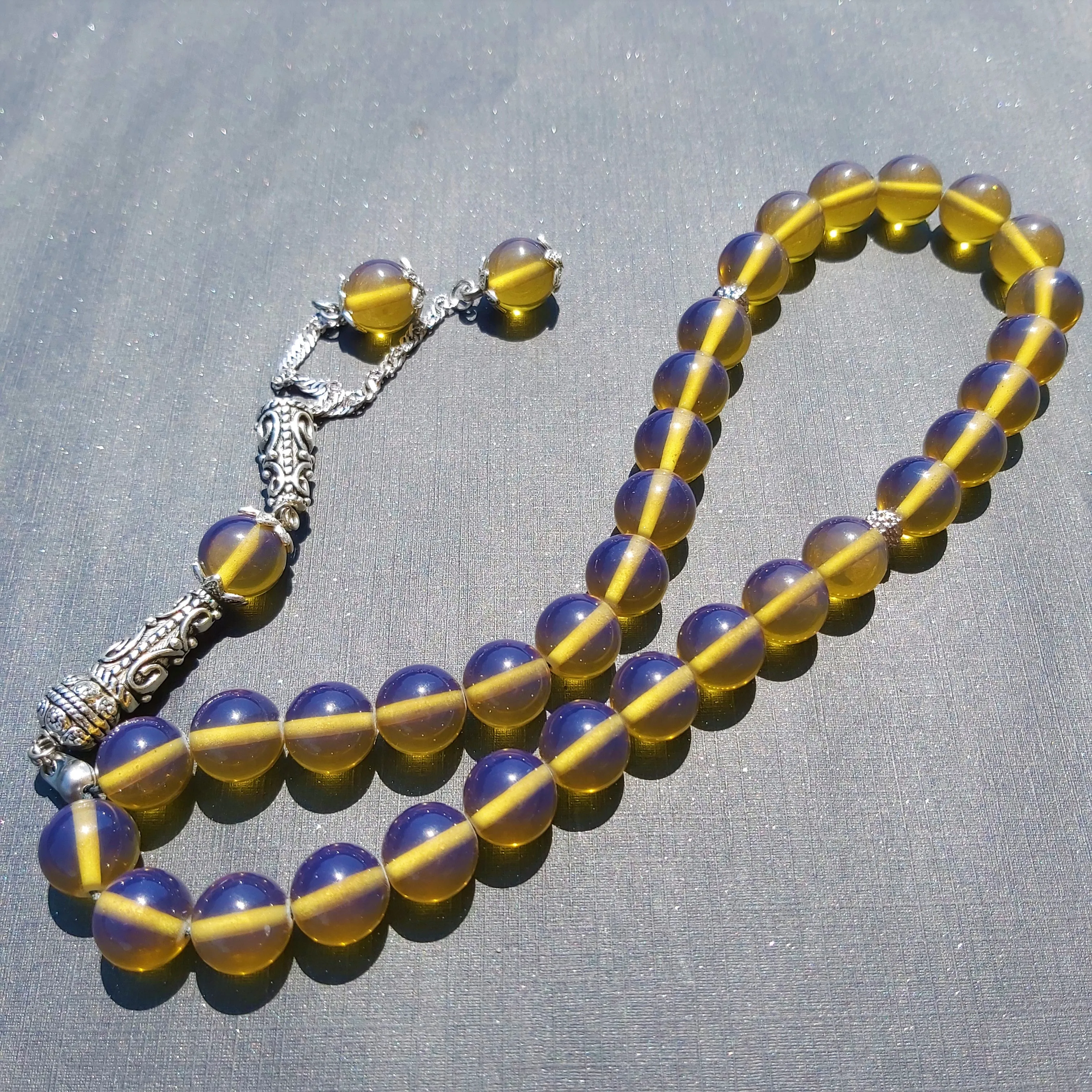 Muslim rosay beads baltic blue amber tesbih 12x12mm 33  Islamic prayer amber rosary with perfume