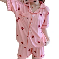 

Summer Fashion Cute Home Sleep Wear Korean Ladies Short Sleeve Shorts Milk Silk Pajamas