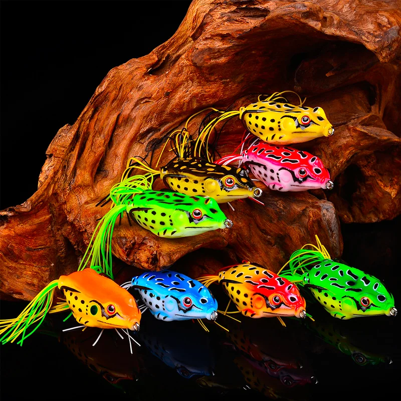 

Cheap Fishing Thai Frog Lures Rubber Lure Duple Hooks Plastic Lure Frog Fishhooks, 6 colors