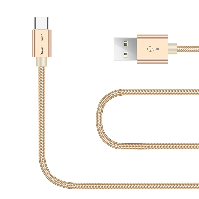 

Jellico New Product GS - 20 Type C USB Charging Cable Nylon braided Data Cable Type C USB Cable, Silver,gold