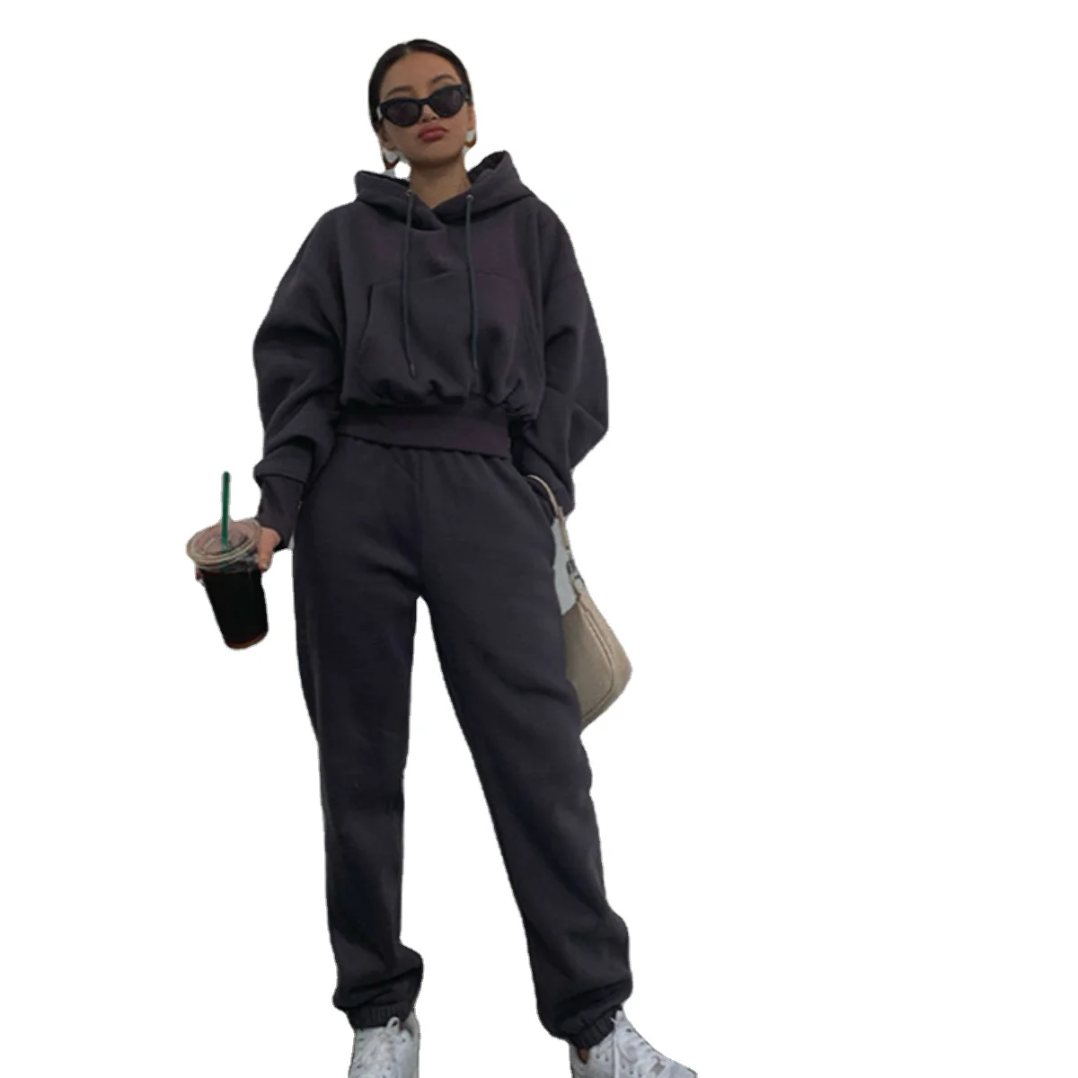 

sets for women two pieces Costume de dames Autumn and winter women's fashion long-sleeved hooded sports and leisure suit two-p