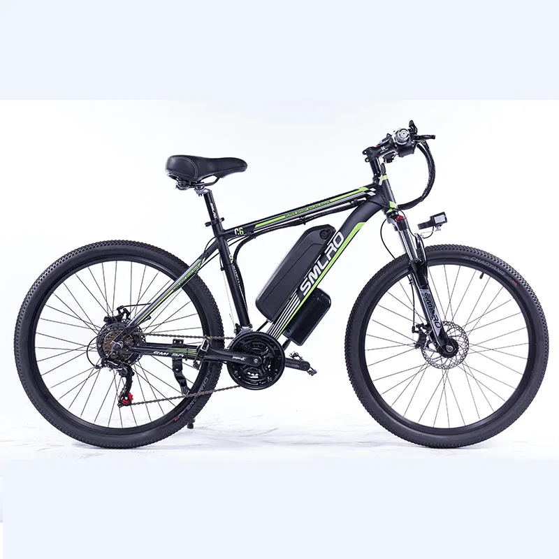 

2021 Hot Sale SMLRO factory Price E Bikes Electric Bike 48V 750W Brushless Motor 10Ah Mountain Electric Bicycle 21 high speed, Black-red, black-green, white-red, white-blue, black-blue