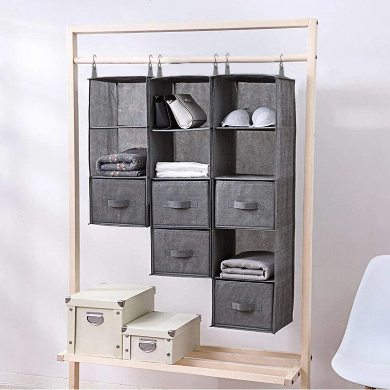 

6-Shelf Hanging Clothes Storage Box Collapsible Accessory Shelves Hanging Closet Organizer, Customized color