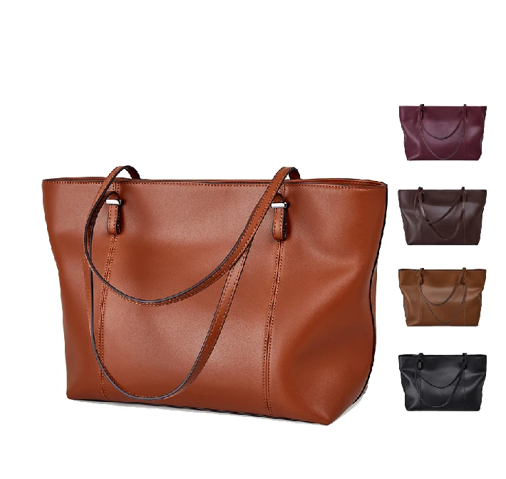 

2021 High quality wholesale custom large premium vegan leather tote bag handbags large capacity for women