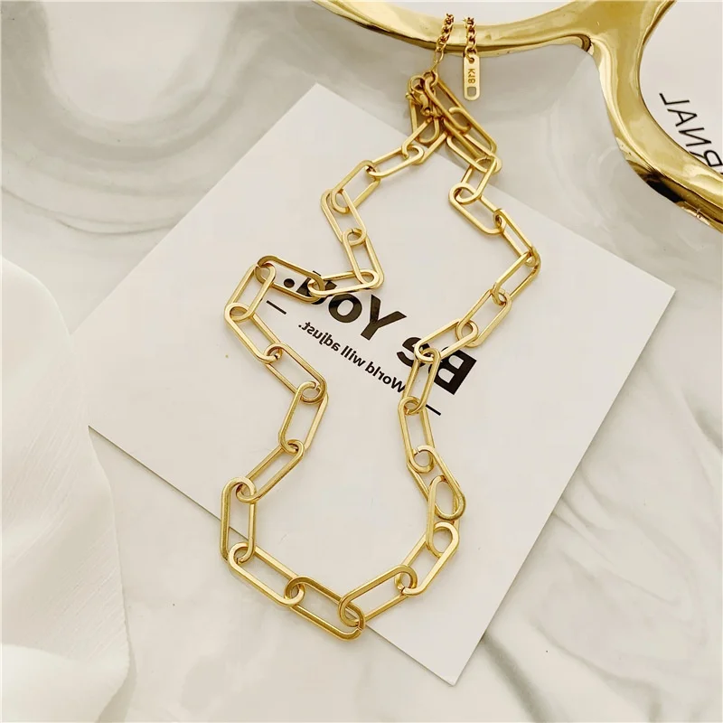 

stainless steel gold plated necklace thick chunky link chains