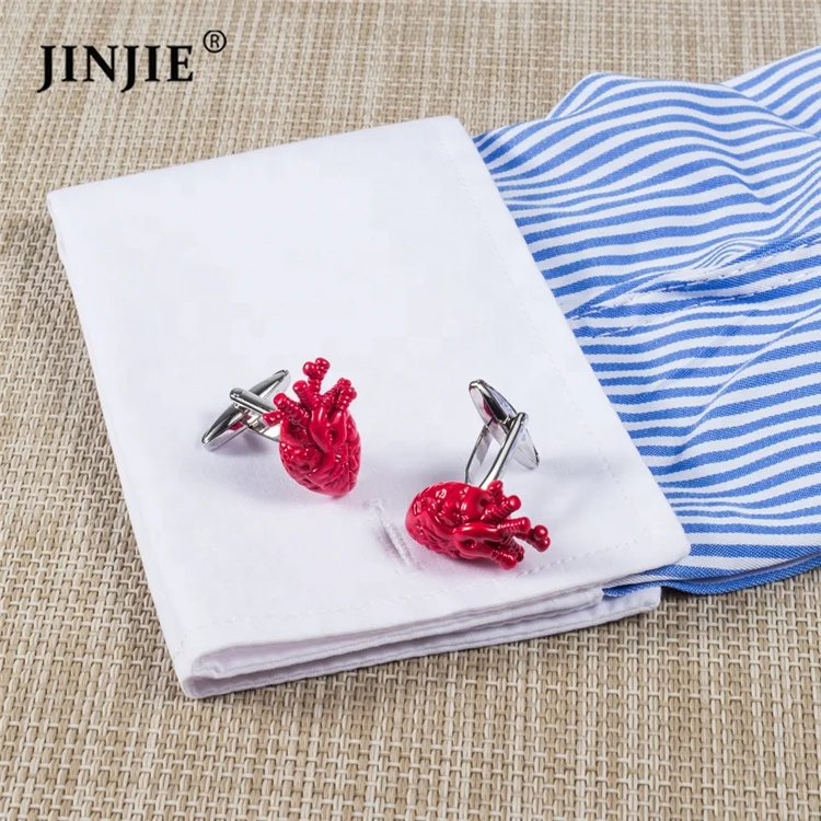 

2020 Fashion bulk heart shape cuff links gift copper material men cuff links