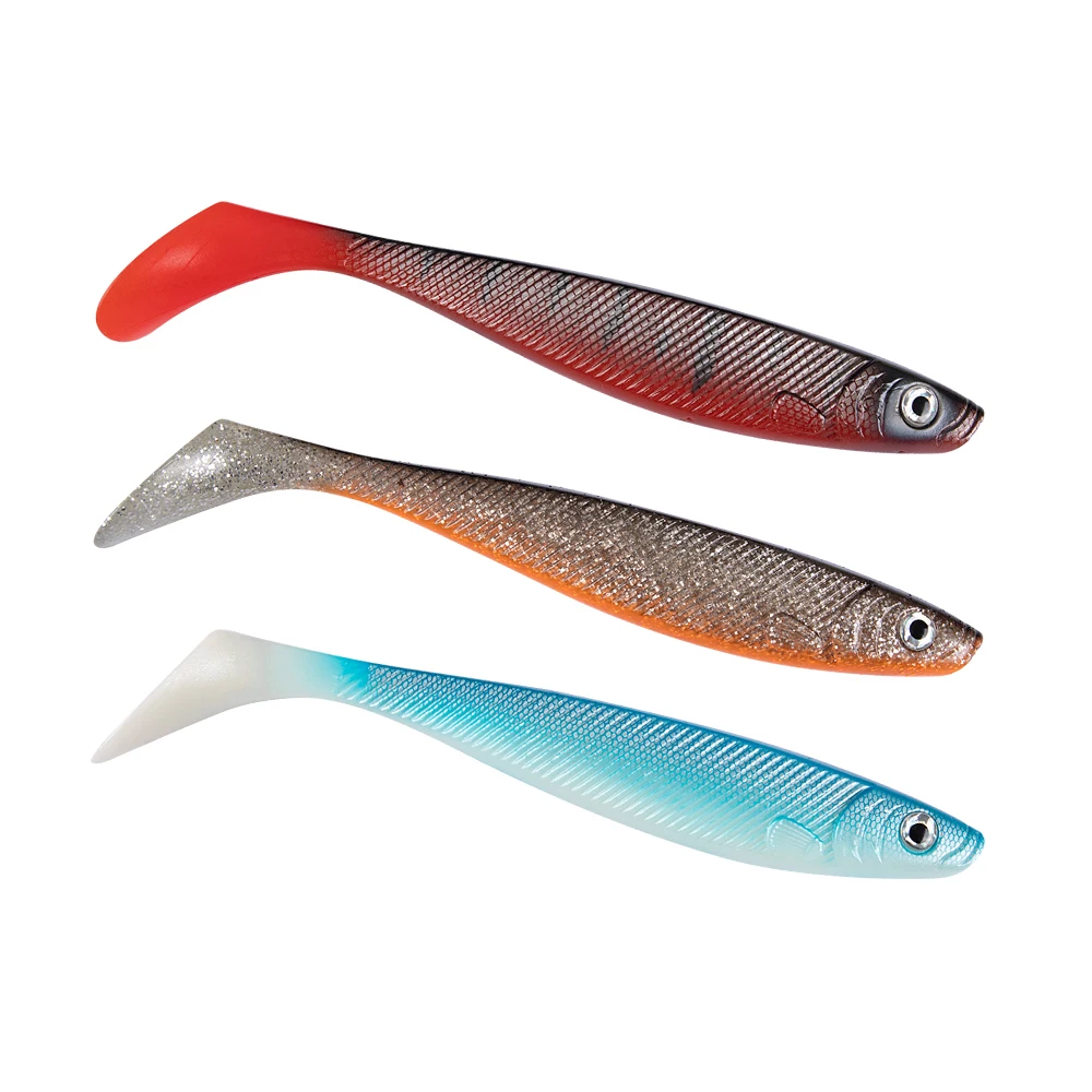 

HONOREAL Top Quality 21Colors 22.8CM 85G 2Pcs/box 3D Eyes T Tail BPA Free Refined Exterior Fishing Lures Soft Lure