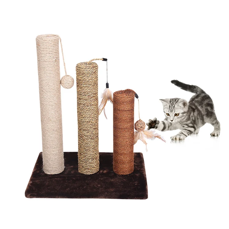 

Three Columns Cat Scratching Post Tree Climbing Simple Cat Tree Sisal, As picture