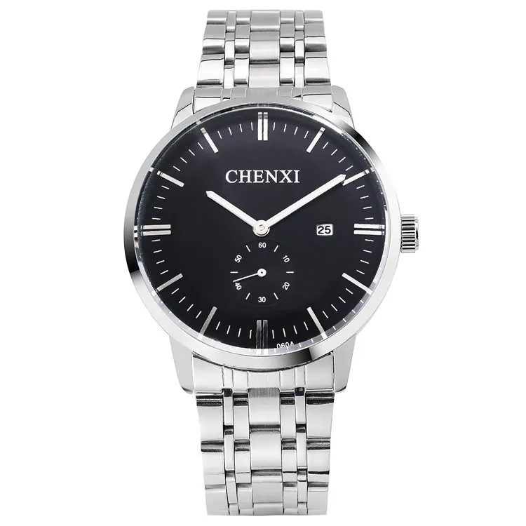 

CHENXI 060A Men Quartz Look Silver Date Gold Hand Watches Price China Supplier Watch Stainless Steel, 3 color for you choose