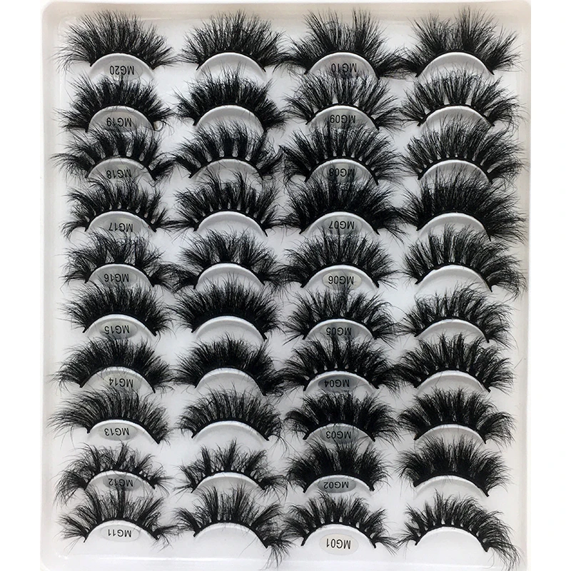 

wispy fluffy mink eyelashes wholesale 20mm 22mm strips thick 3d mink false eyelashes with tweezer