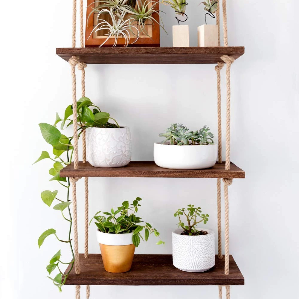 

Rustic Wall Mounted 3 tiers Floating Corner Shelves, Beige, brown or as customer's requirement