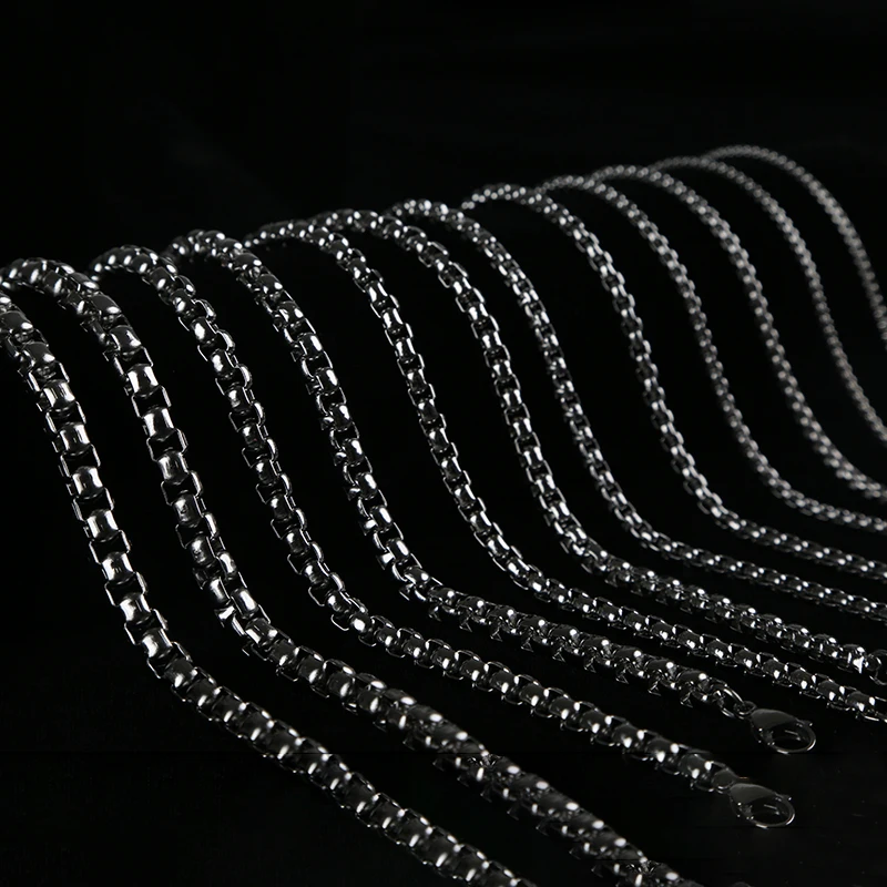 

XuQian 2021 Hot Sale Stainless Steel Box Necklace Chains For Men Women, Gold,silver