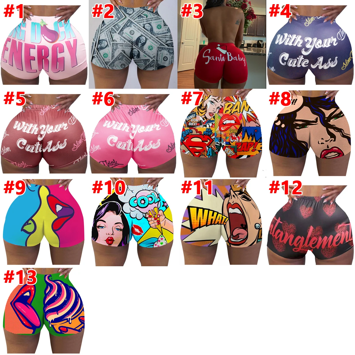 

Hot Sale European Casual Shorts Sexy Skinny Pattern Printing Yoga Short Pants Women Yoga Shorts, Picture color